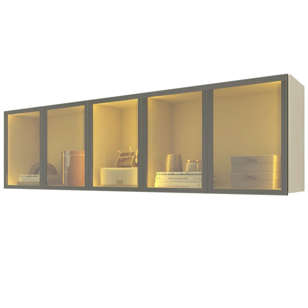 Guarda Roupa Armário Gelius Innova Concept aéreo com 5 portas reflecta LED largura 199 cm OFF White