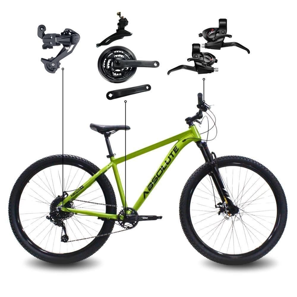 Bicicleta Aro 29 Absolute 21 Marchas Quadro Alumínio Freio A Disco Mtb - Verde - 17 Verde