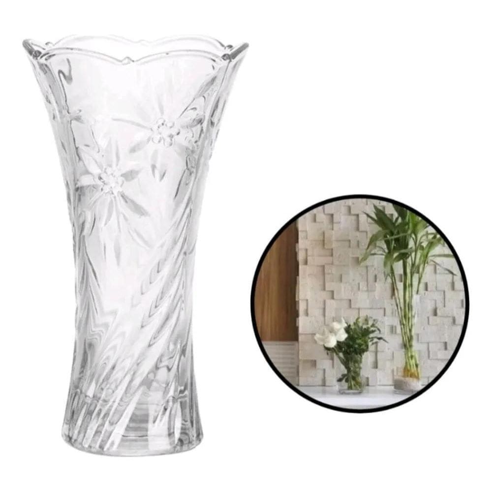 Vaso Vidro Planta 23Cm Flores Decoração Sala Mesa Festas