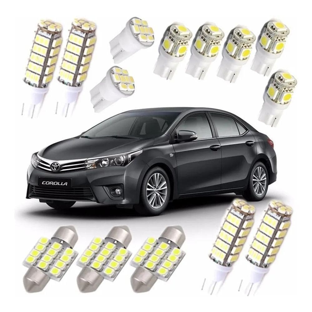 Kit Lampadas Led Corolla 2016 Pingo Teto Placa Ré