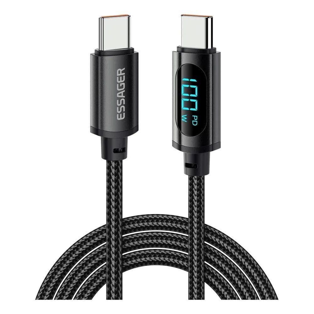 3X Cabo Turbo 100W Tipo-C Display Digital Essager 1 Metro.