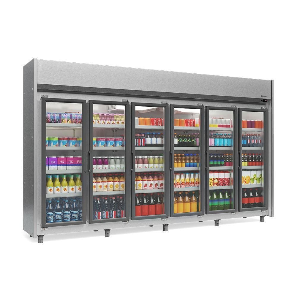 Expositor 6 Portas Tipo Inox GEAS6P 4 Prateleiras 220v Gelopar