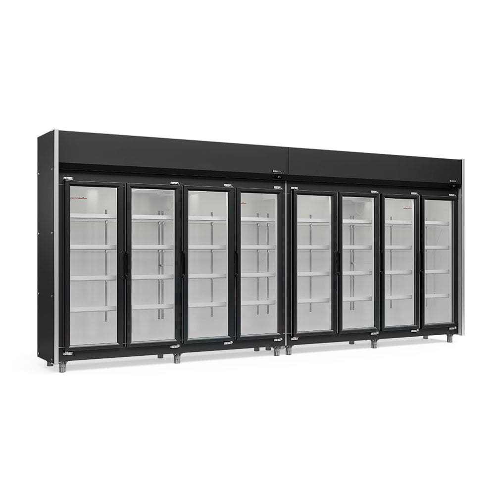 Expositor 8 Portas Preto GEAS8P 4 Prateleiras 220v Gelopar