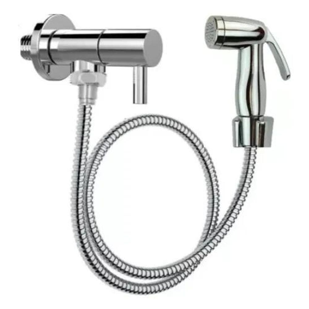 Duxa Higiênica Registro Aço Inox Super Luxo 1/4 Volta