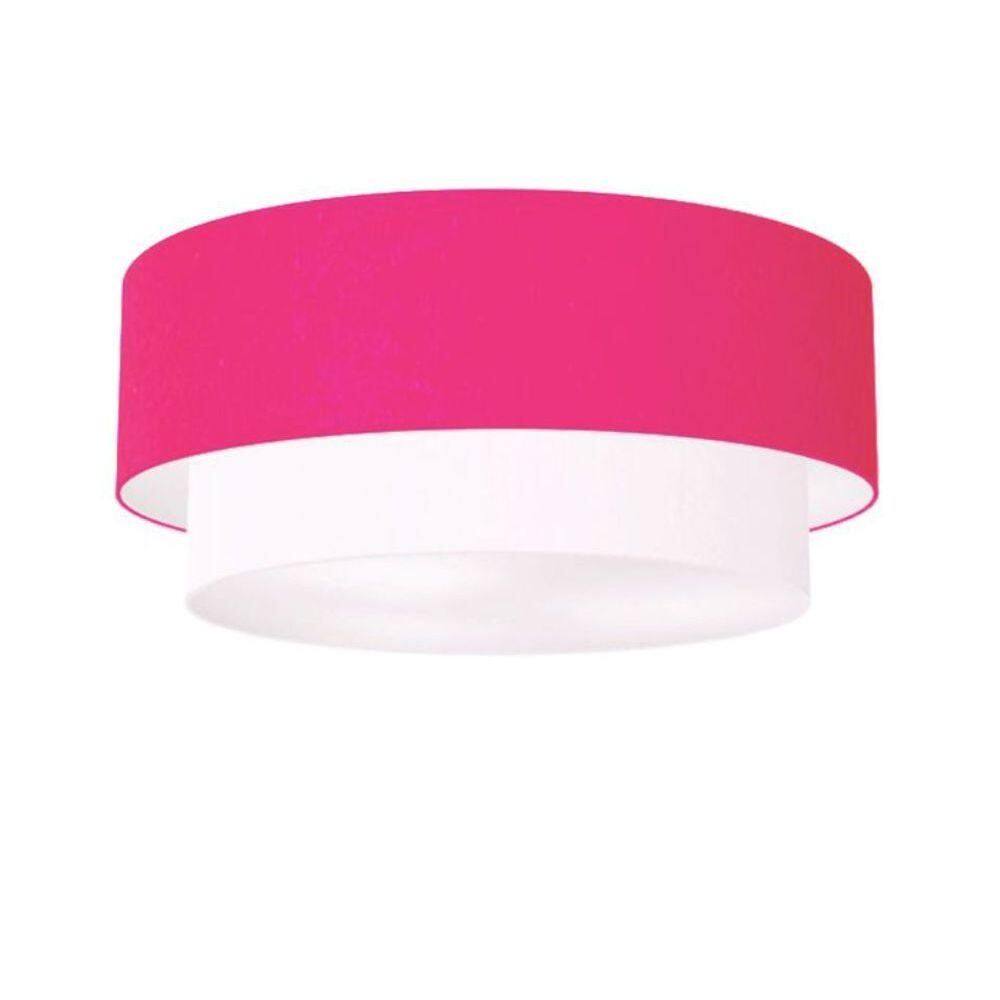 Plafon De Sobrepor Cilíndrico Sp-3063 Cúpula Cor Rosa Pink Branco