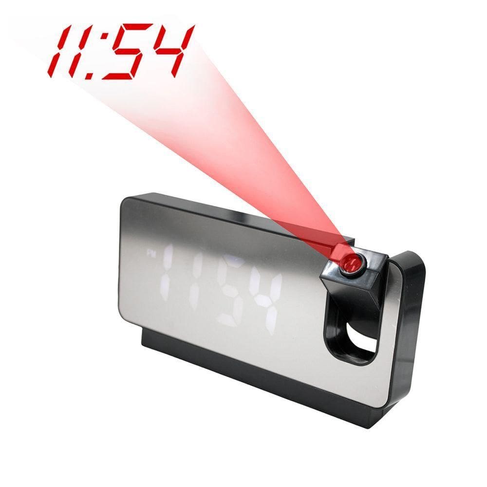 Relogio Alarme Led Espelhado Usb Com Projetor De Hora Preto