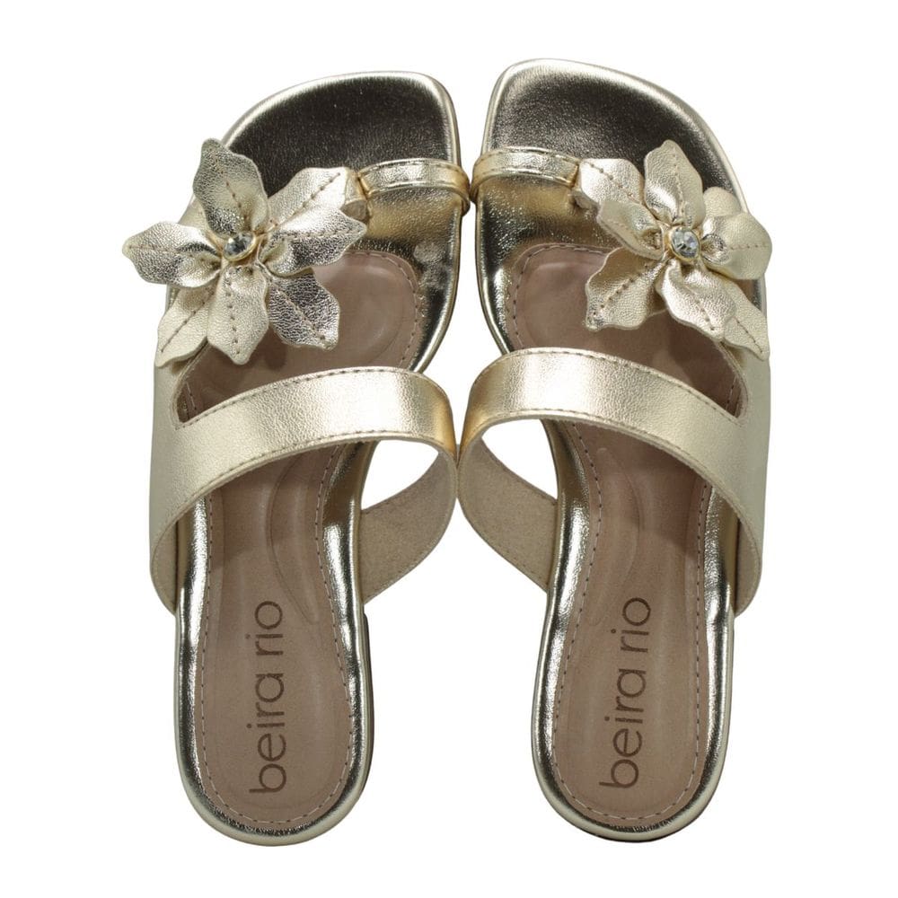 Tamanco Feminina Rasteira Beira Rio Dourado