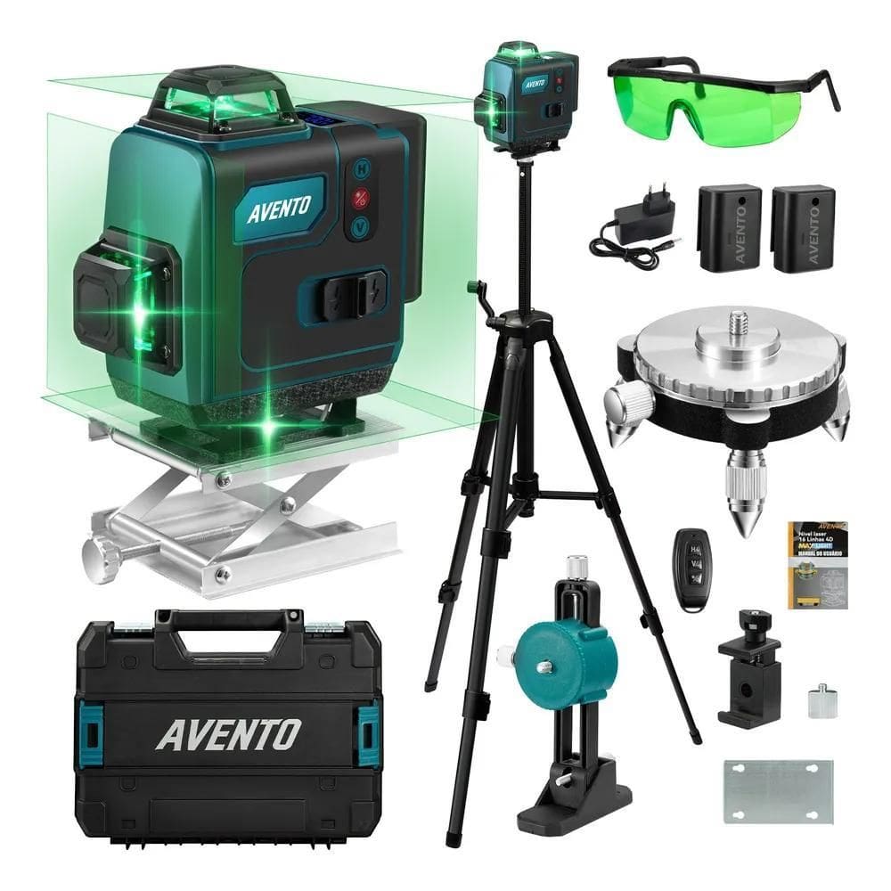 3X Nível Laser Verde 16 Linhas 4D Tela Digital 2 Bateria +Tr