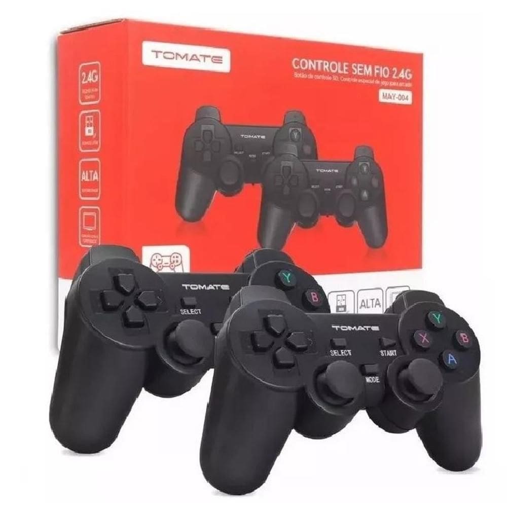 Kit 2 Controles Sem Fio Tomate 2.4ghz Game Pad Joystick Usb