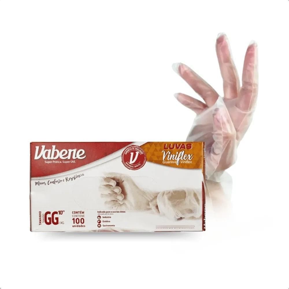 Luva Viniflex Descartável Cuidado Pessoal E Proteção 100Un