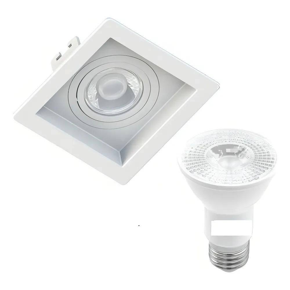 Embutido Par20 Recuado Quadrado + Lâmpada Led 7W 4000K Cor B