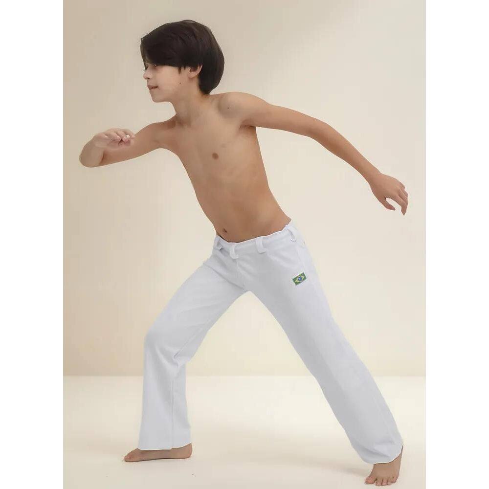 3X Calça De Capoeira Infantil Branca Brasilwear Abada Reforç