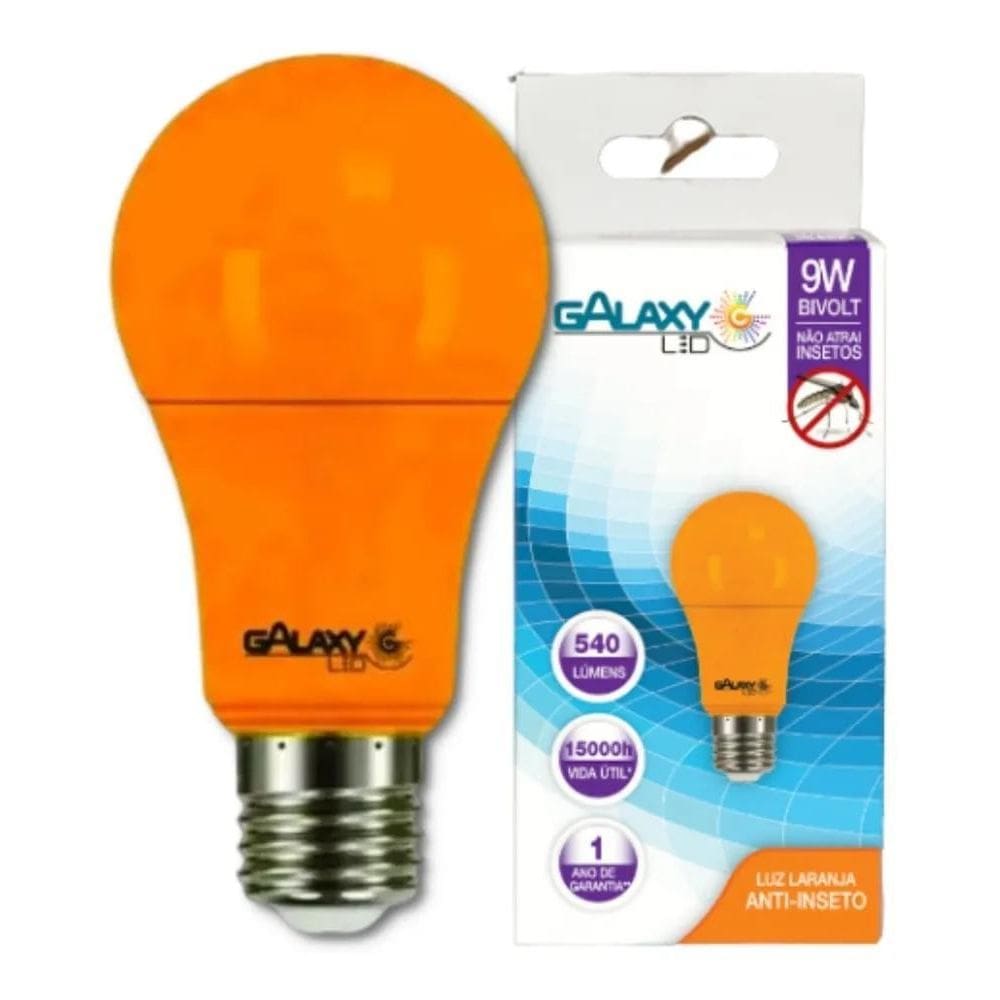 Lâmpada A60 Anti-Inseto Luz Laranja E27 Led 9W 1000K Bivolt