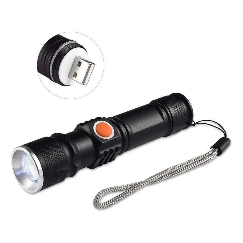 Mini Lanterna Com Zoom Led Profissional Usb Recarregá