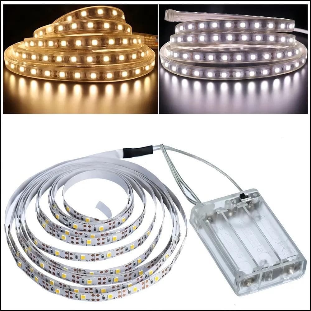 Fio Fita Led Autoadesiva Luz 2M 120 Leds Pilha Amarelo Cor D