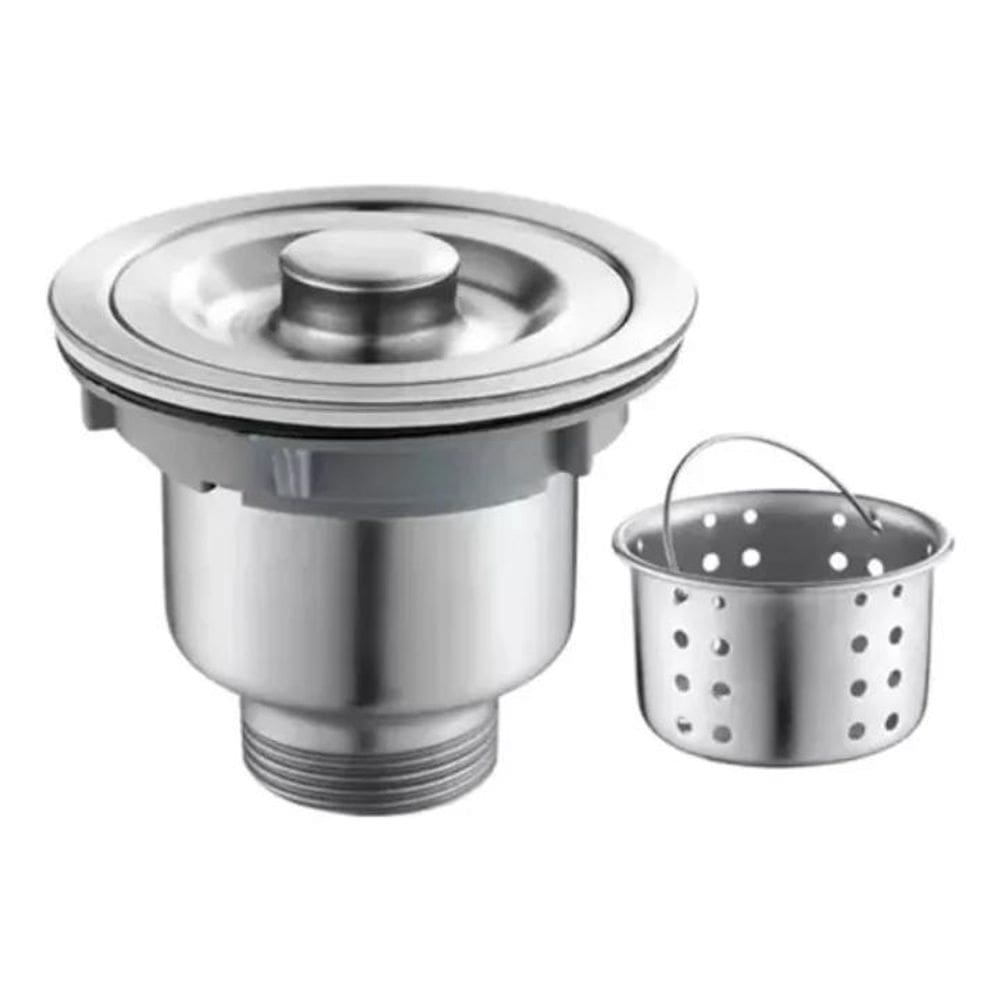 Válvula Ralo Pia Cozinha 4 1/2 Aço Inox 304 Com Cesto Removí
