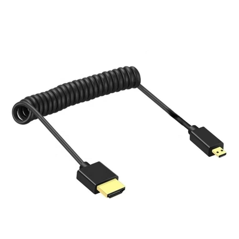 3X Cabo Camera Monitor Mola Espiral Hdmi X Micro-Hdmi 2.0 4K