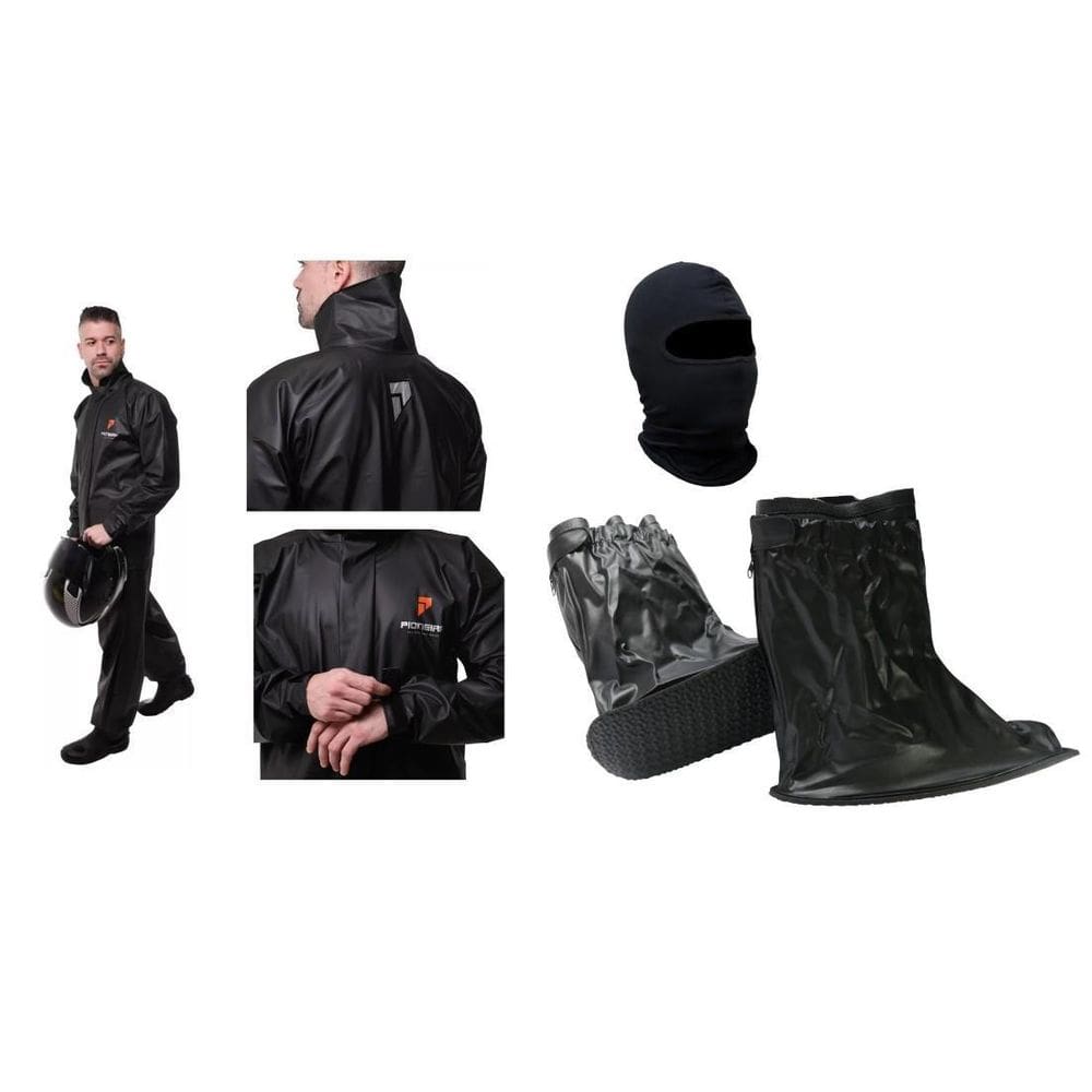 Capa De Chuva Pioneira Pvc + Polainas + Balaclava Tamanho Gg