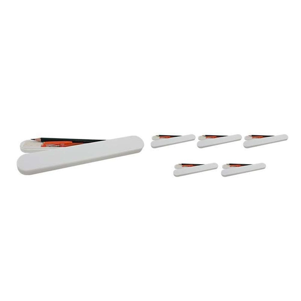 Kit 6 Mini Estojo Branco Plástico