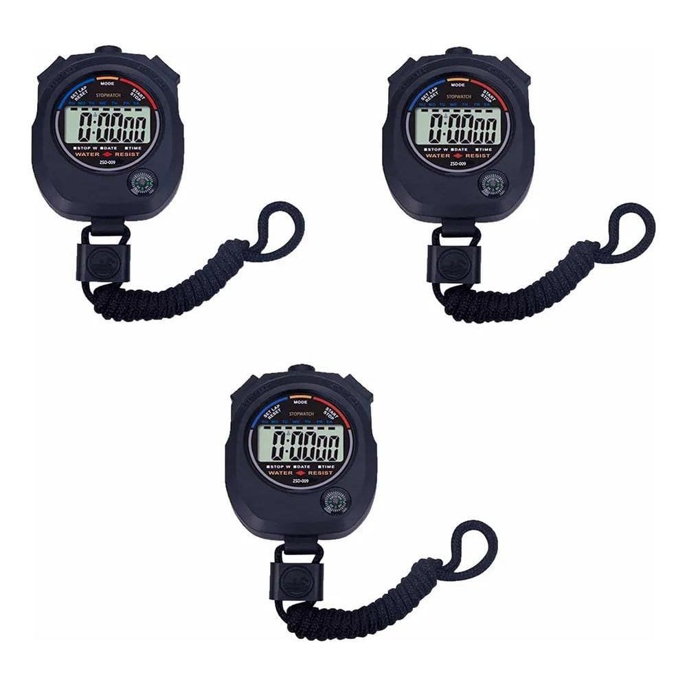 3 Cronômetro Digital De Mão - Corrida -Alarme Hora Crossfit