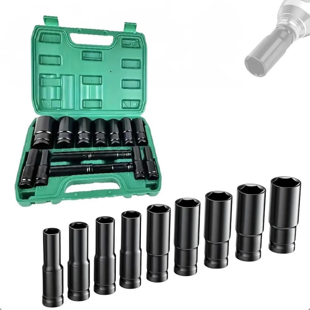 Jogo Soquete Longo Sextavado Impacto 1/2 8 A 32 Mm 15Pcs