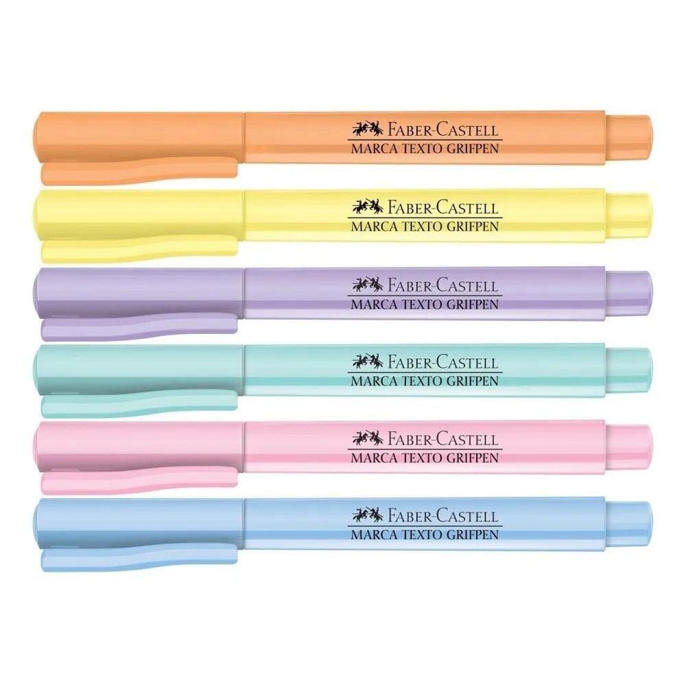 Kit 6 Caneta Marca Texto Grifpen Faber Castell Tom Pastel