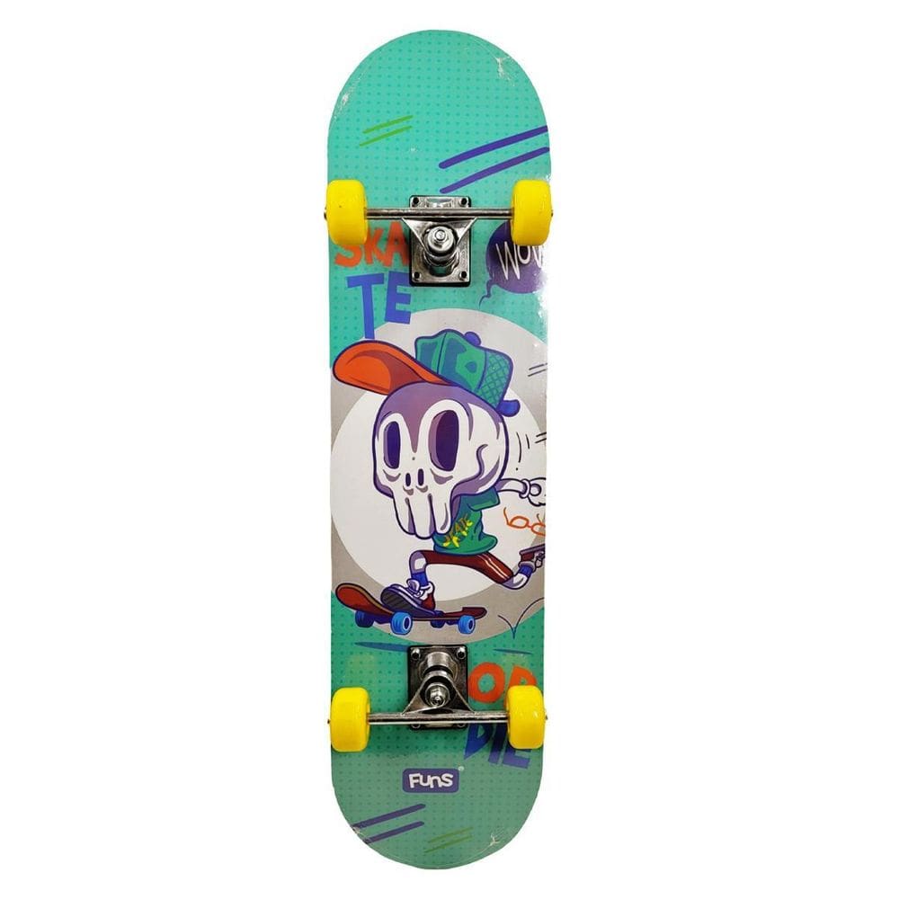 Skate Infantil Radical Funs Completo Montado Kit Proteção