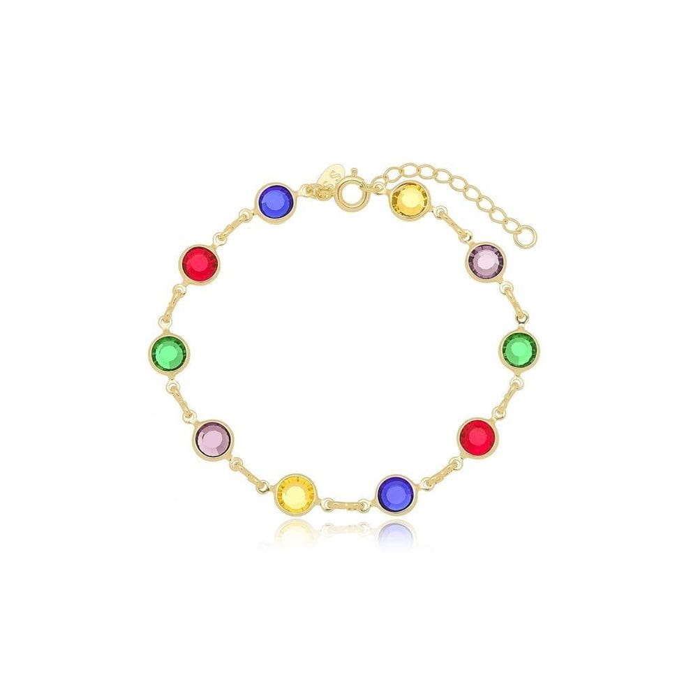 Pulseira Colorida Banhada A Ouro 18K