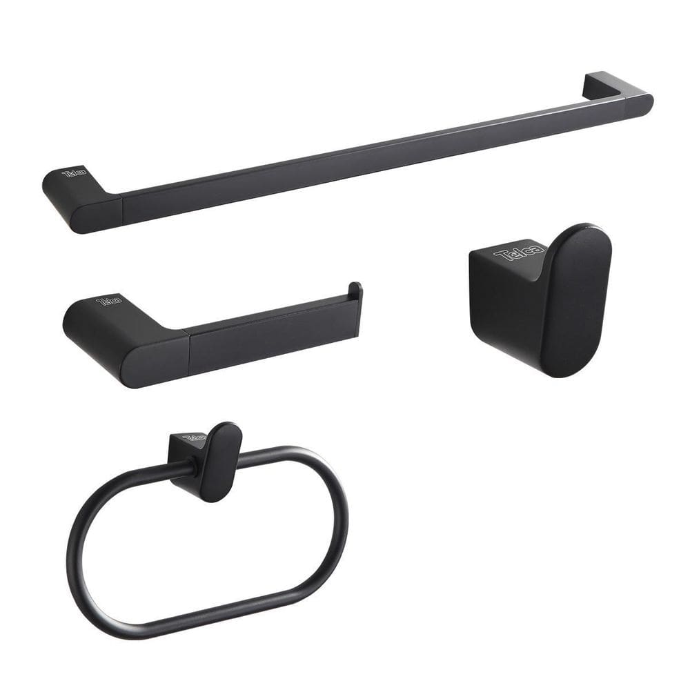 Kit De Acessórios Para Banheiro Metal 4 Peças Preto Fosco