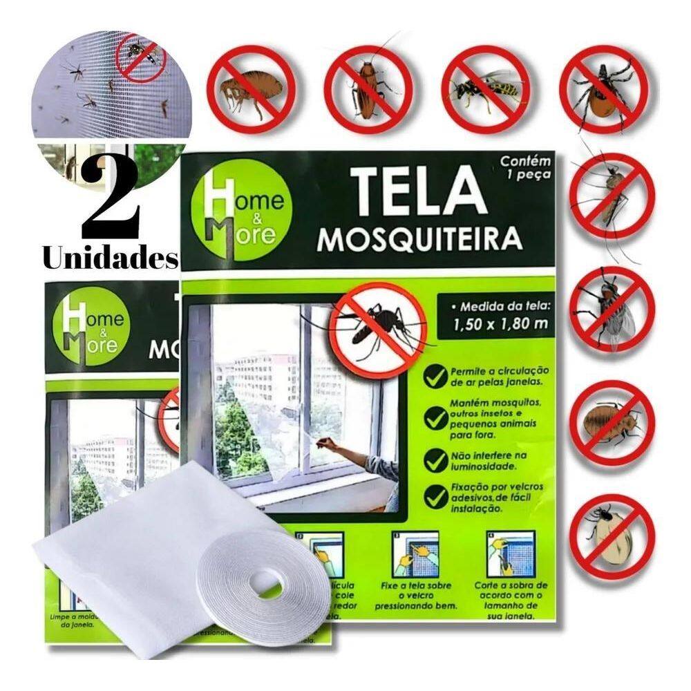 2 Tela Mosquiteira Anti Inseto/Mosquito P/Janela Ajustavel