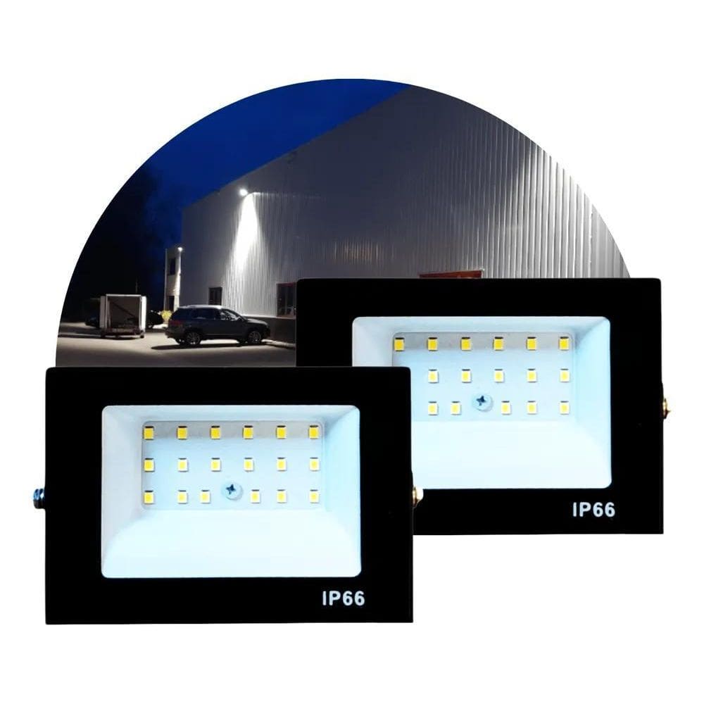 Kit 2 Refletor Led Holofote 100W Preto Branco Frio