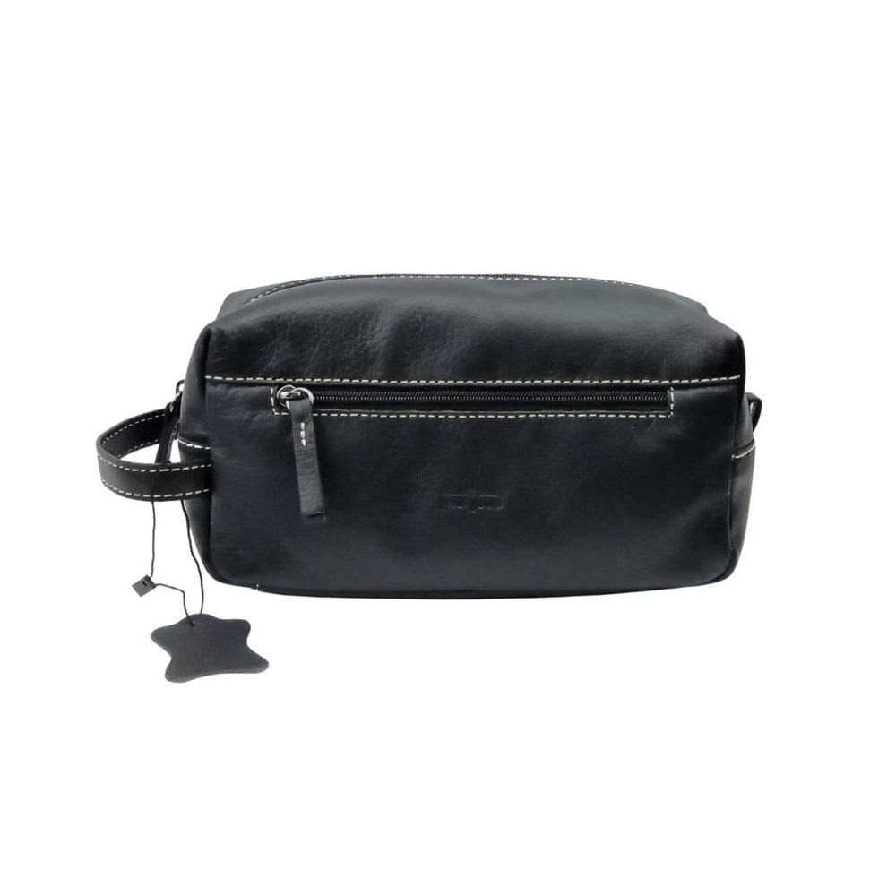 Necessaire Masculina Preta Com Alça Em Couro