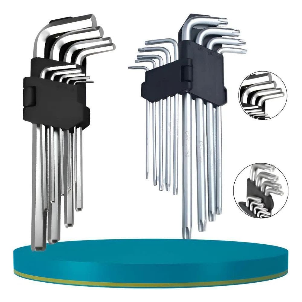 Jogo Chave Torx E Allen Profissional 18 Peças 22,5Cm