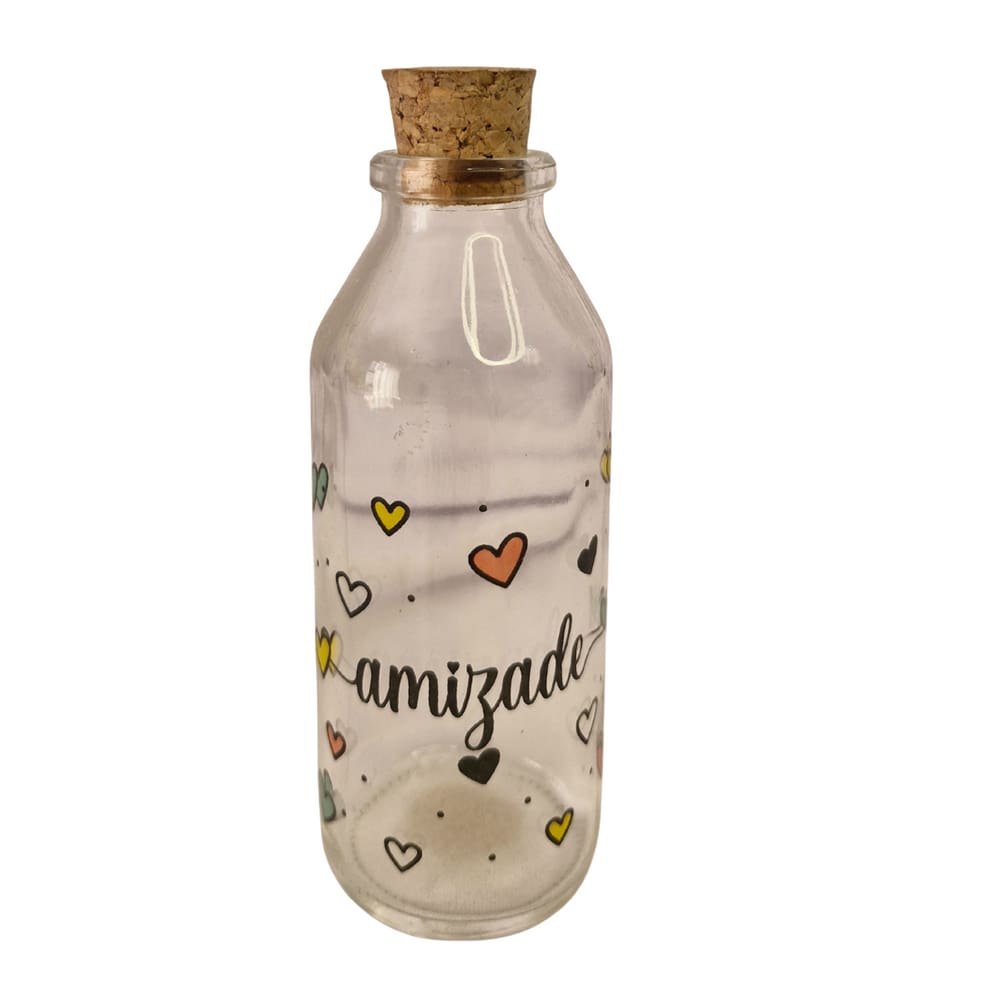 Garrafa Frasco Vidro Decorativa Amizade Presente