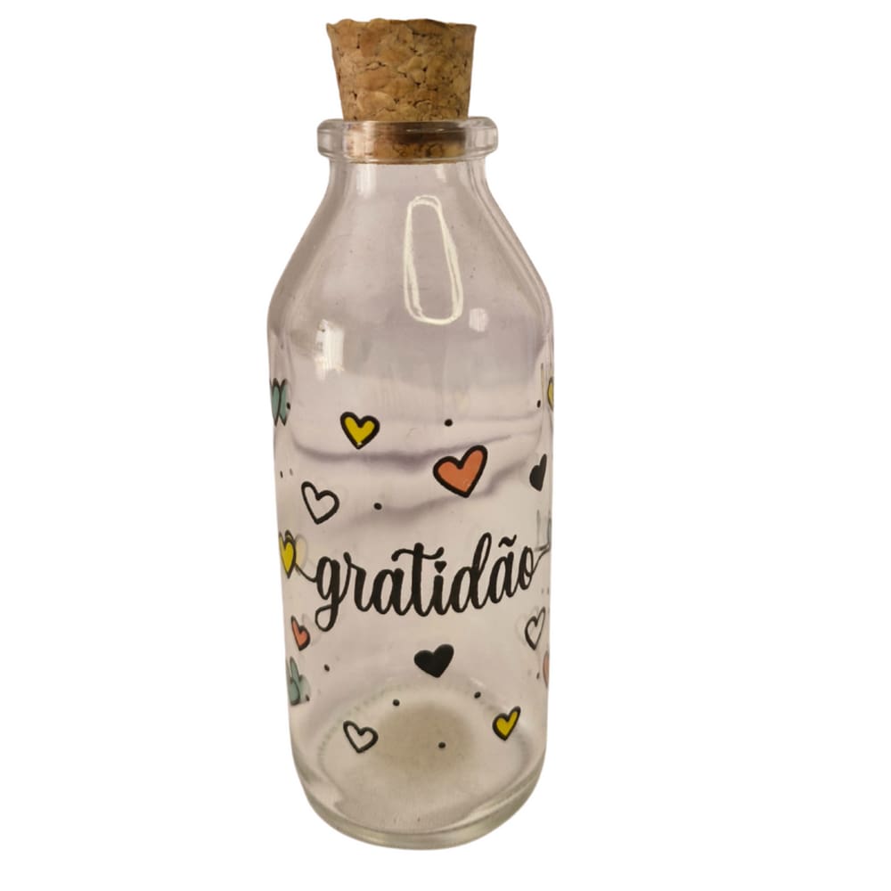 Garrafa Frasco Vidro Decorativa Gratidão Presente