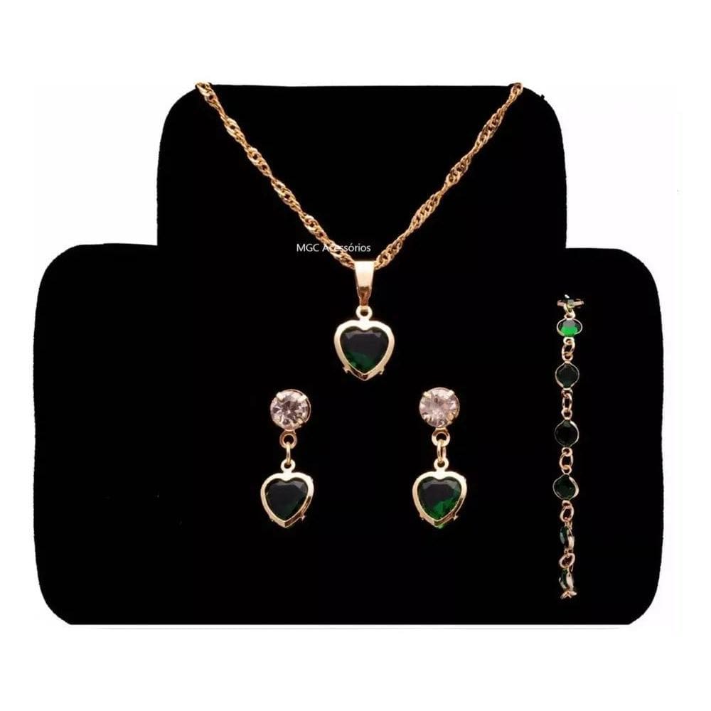 Corrente Feminina+ Pulseira+ Brinco Folheado A Ouro