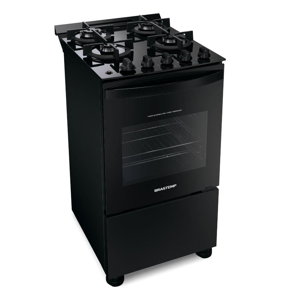 Fogão 4 Bocas Brastemp Automático Mesa de Vidro BFO4VAE Preto