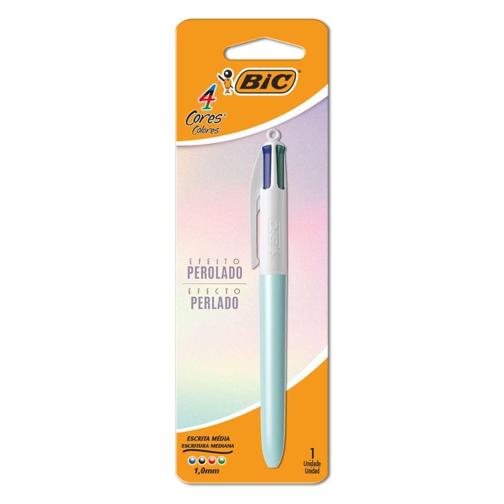 Caneta esferográfica 1.0 Azul Perolada 4 cores - Bic