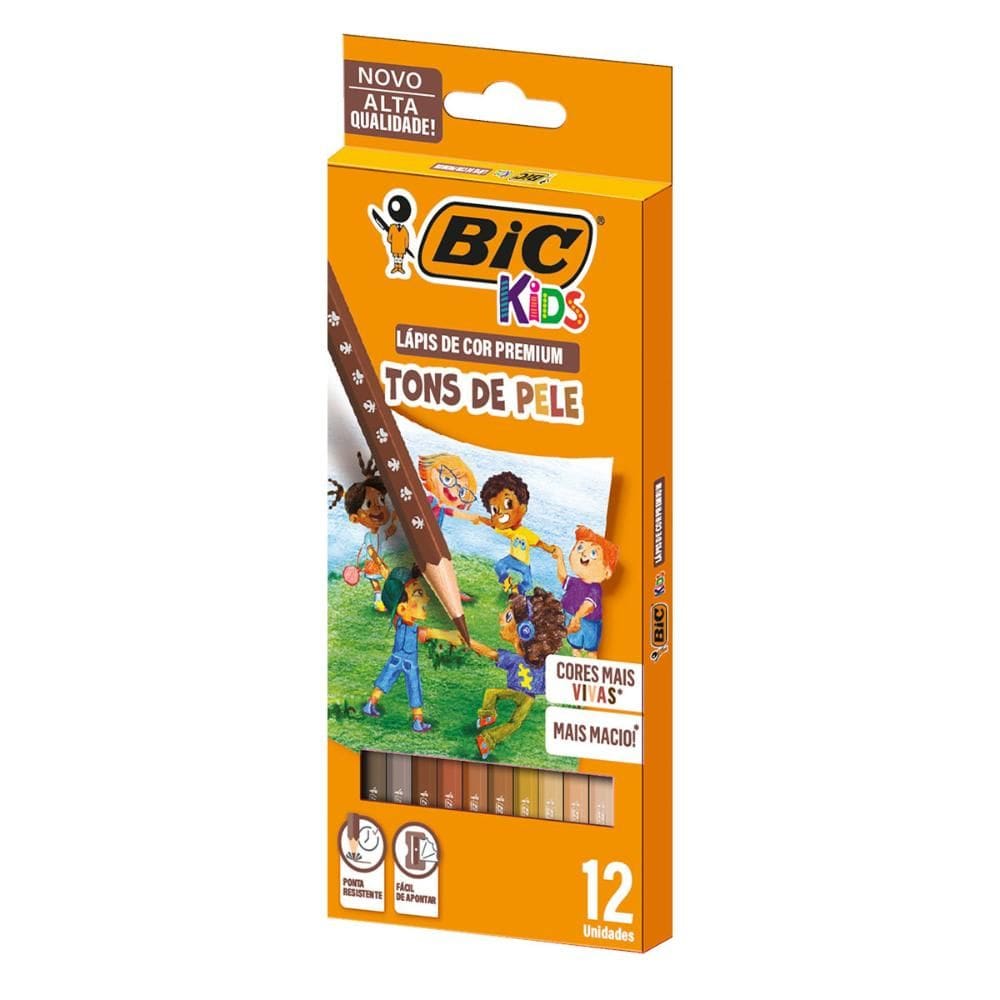 Lápis de cor 12 cores Kids Sextavado Tons de Pele - Bic