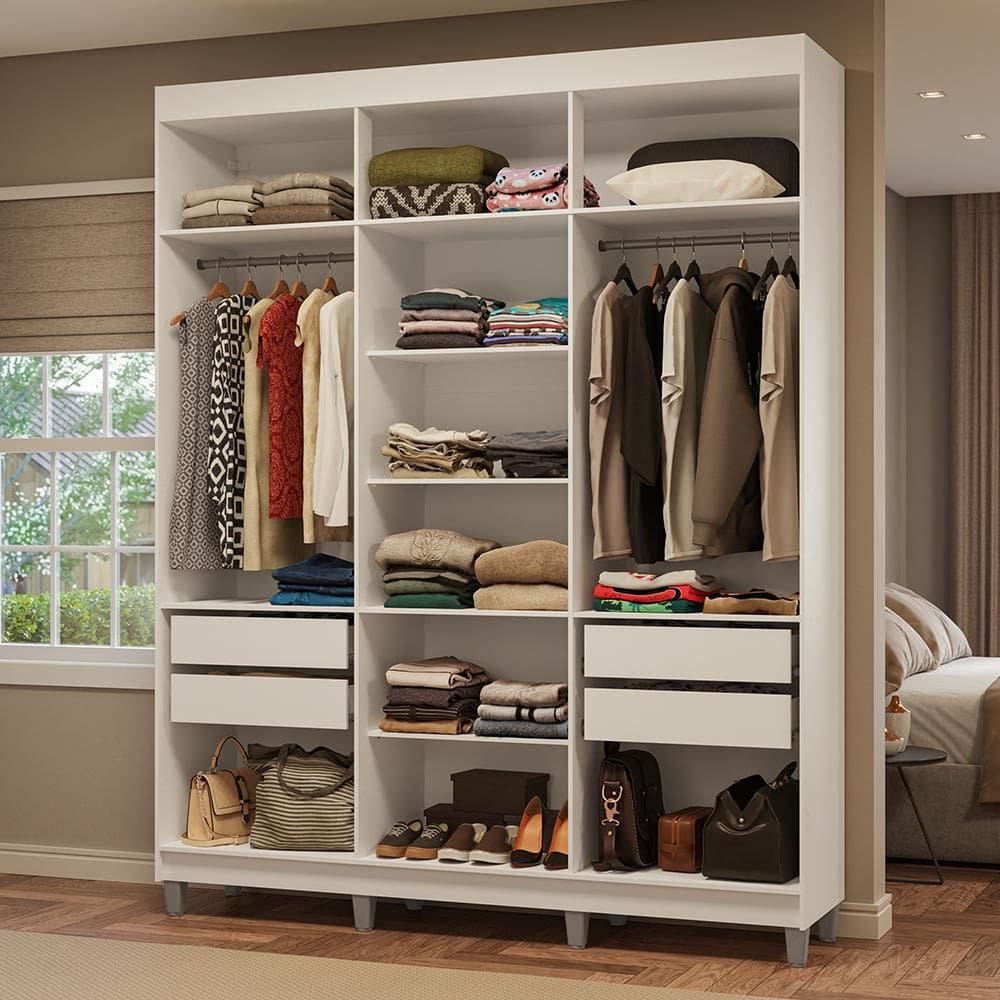 Guarda-Roupa Closet com Pés 4 Gavetas 180cm Branco Venus Madesa