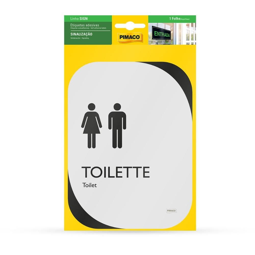 Etiqueta sinalização clean Banheiro Unissex Pimaco