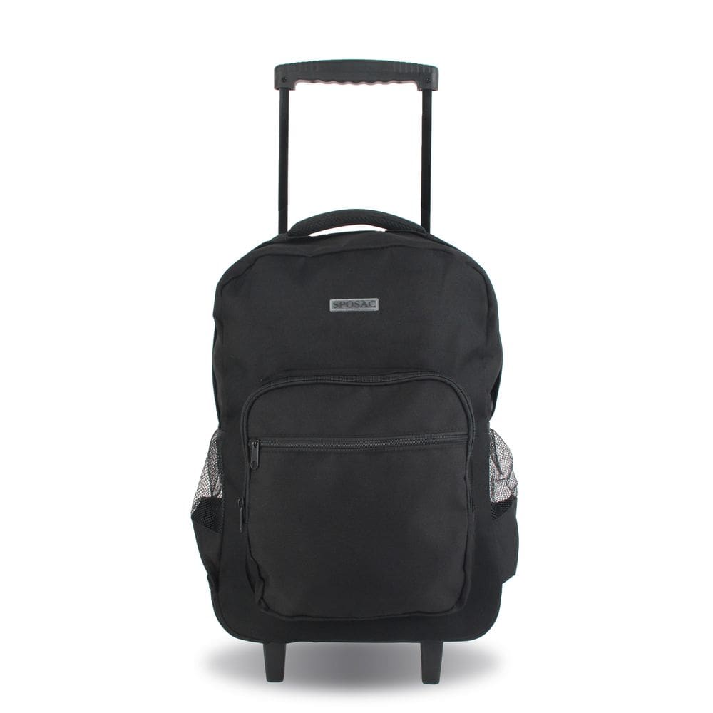 Mochila com rodinhas SPOSAC 19 unissex para escola e viagens preta