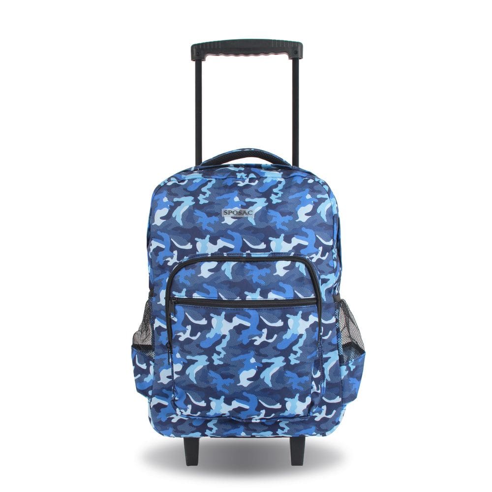 Mochila com rodinhas SPOSAC 19 unissex para escola e viagens, Camo