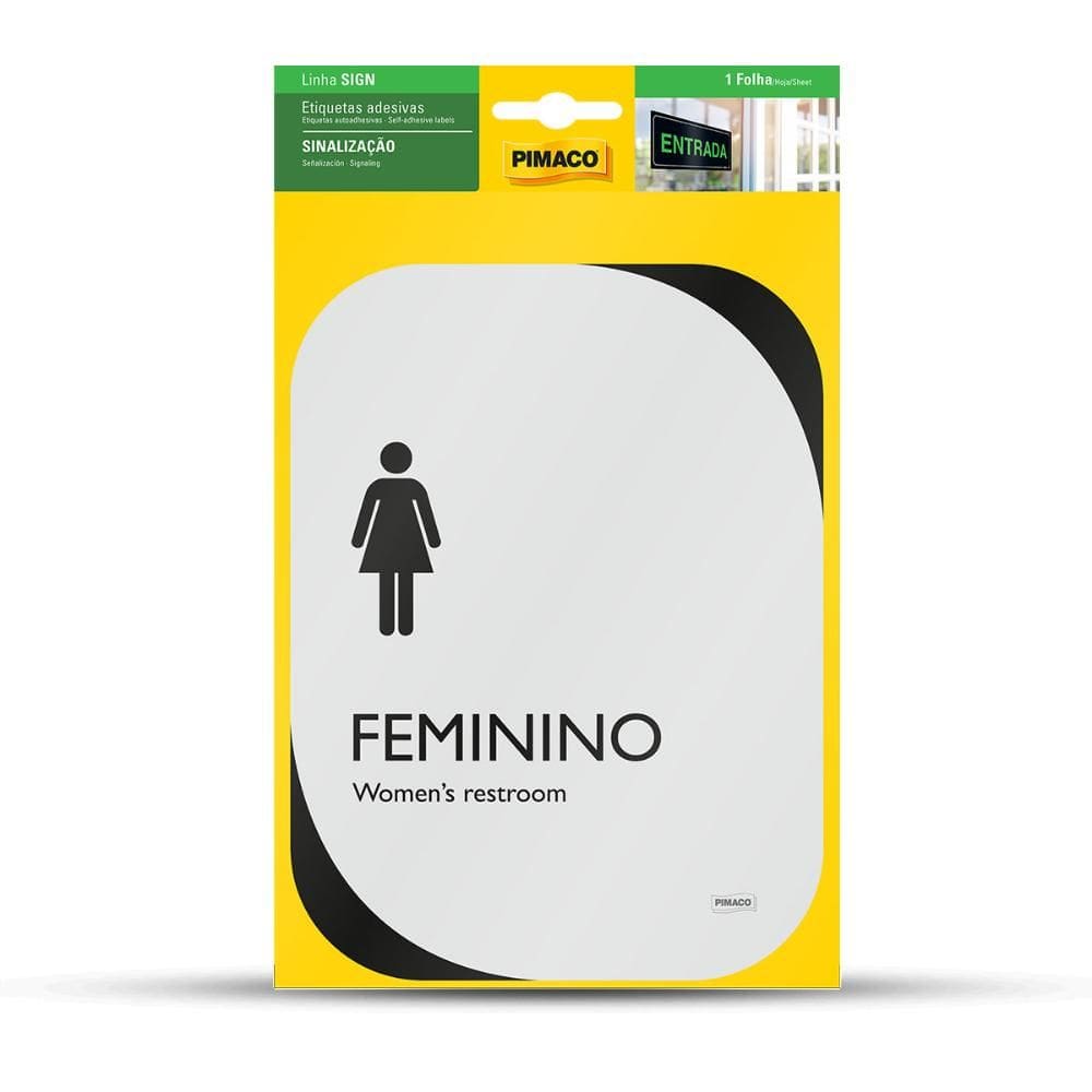 Etiqueta sinalização clean Banheiro Feminino Pimaco
