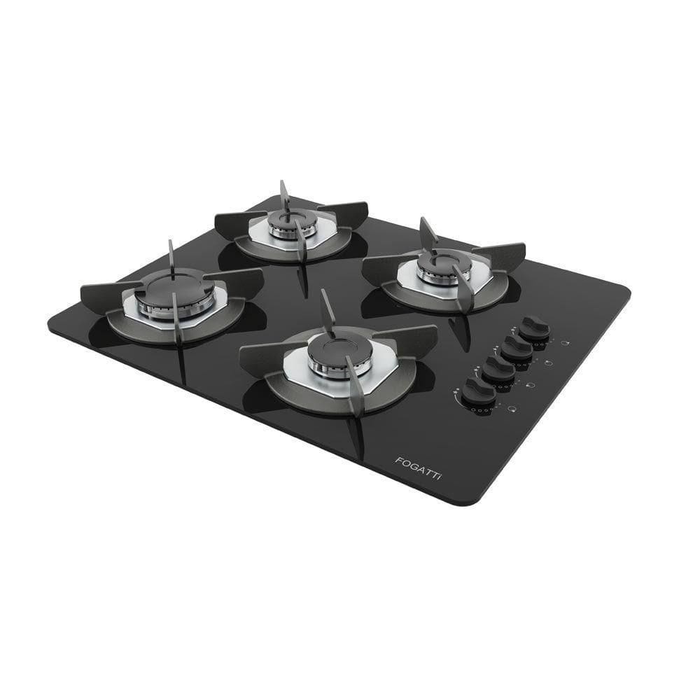 Fogão Cooktop 4 Bocas Mesa Em Vidro Safe Ferro Fundido Fogatti Bivolt