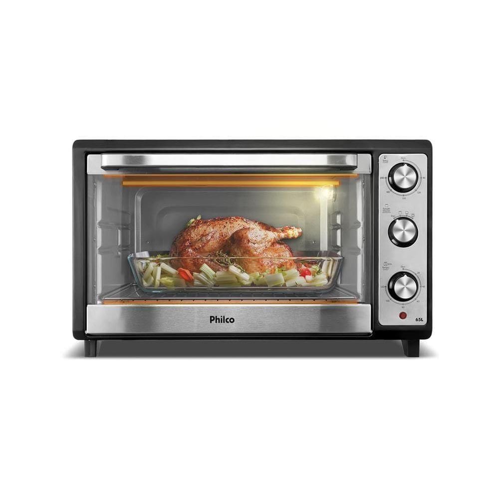 Forno Elétrico Philco 65L Dupla Resistência Bancada Preto PFE65 110V