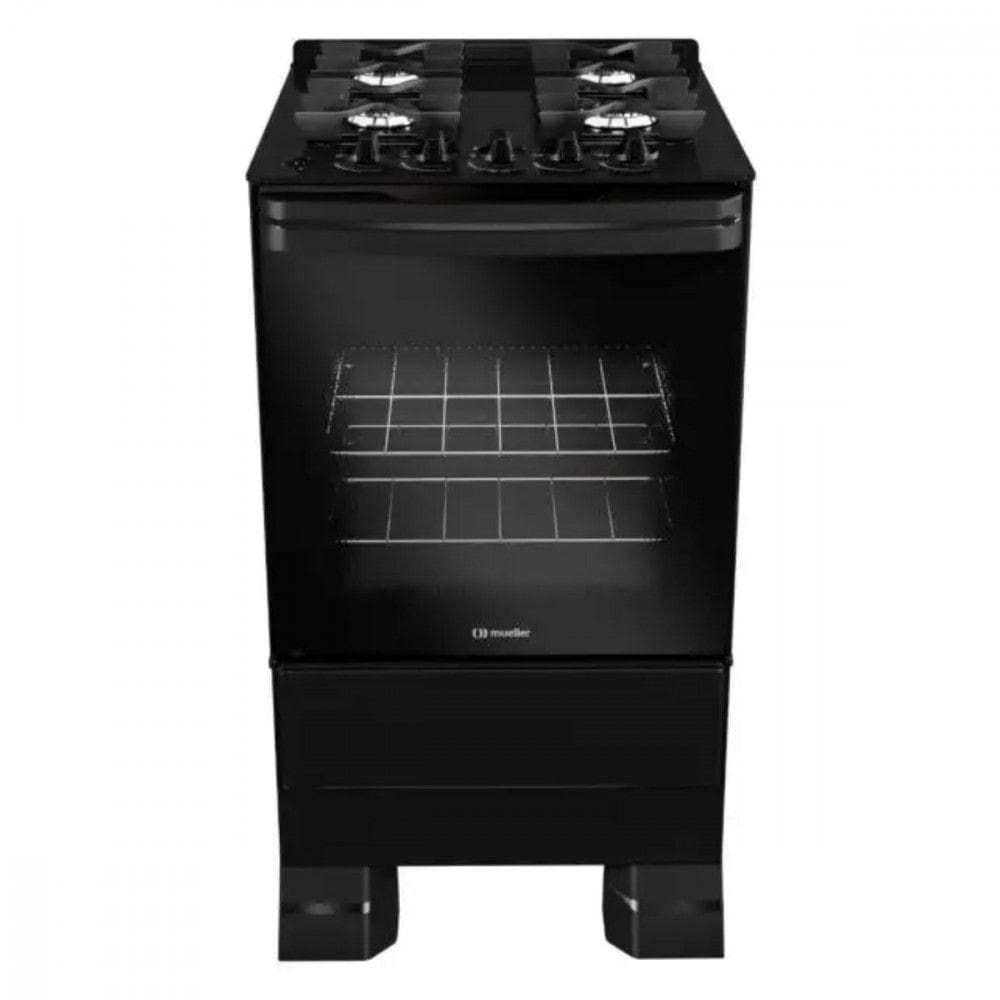 Fogão Mueller 4 Bocas Com Mesa De Vidro E Grades De Ferro Preto Bivolt