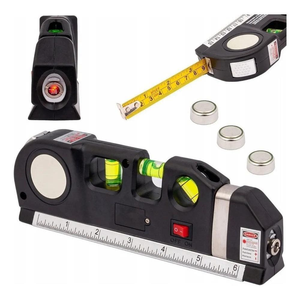 5X Nível A Laser 3 Linhas E Trena Régua Nivelador Pedreiro