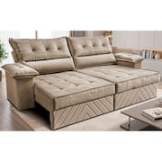 Sofá Retrátil e Reclinável 2,40m com Molas e Espuma D33 Thunder. Velusoft Cama inBox