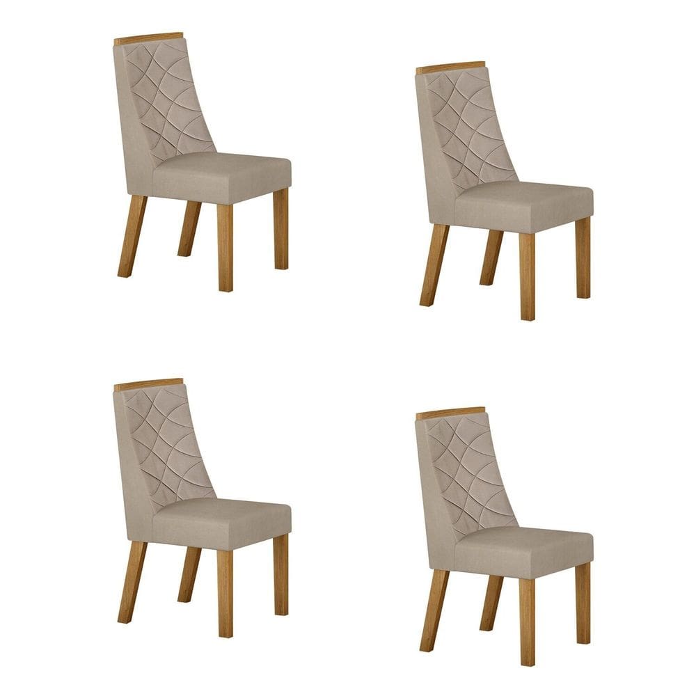 Conjunto 4 Cadeiras para Sala de Jantar Aurora Bege